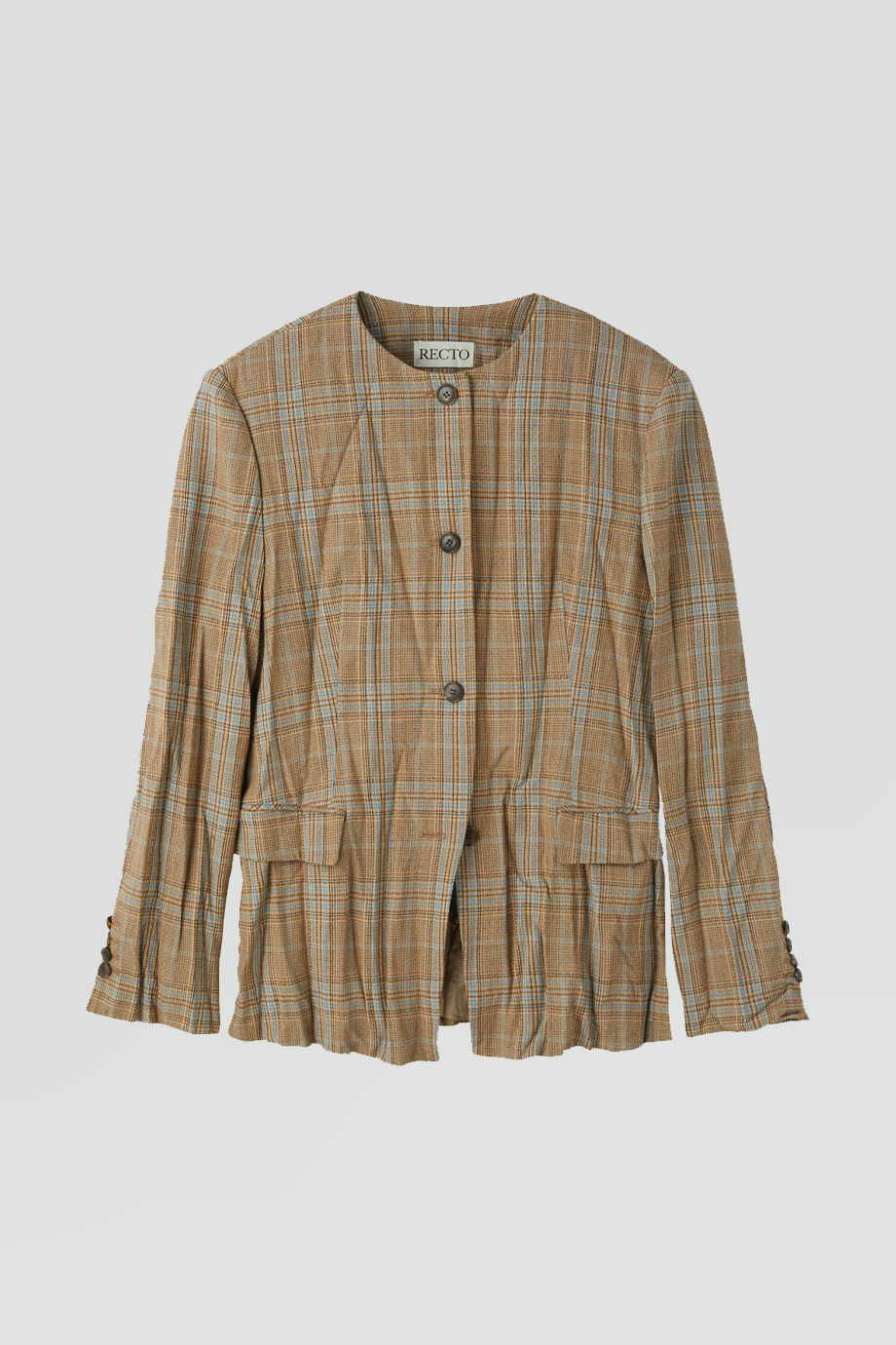 RECTO｜CLINKLE VINTAGE CHECK JACKET (CAMEL)