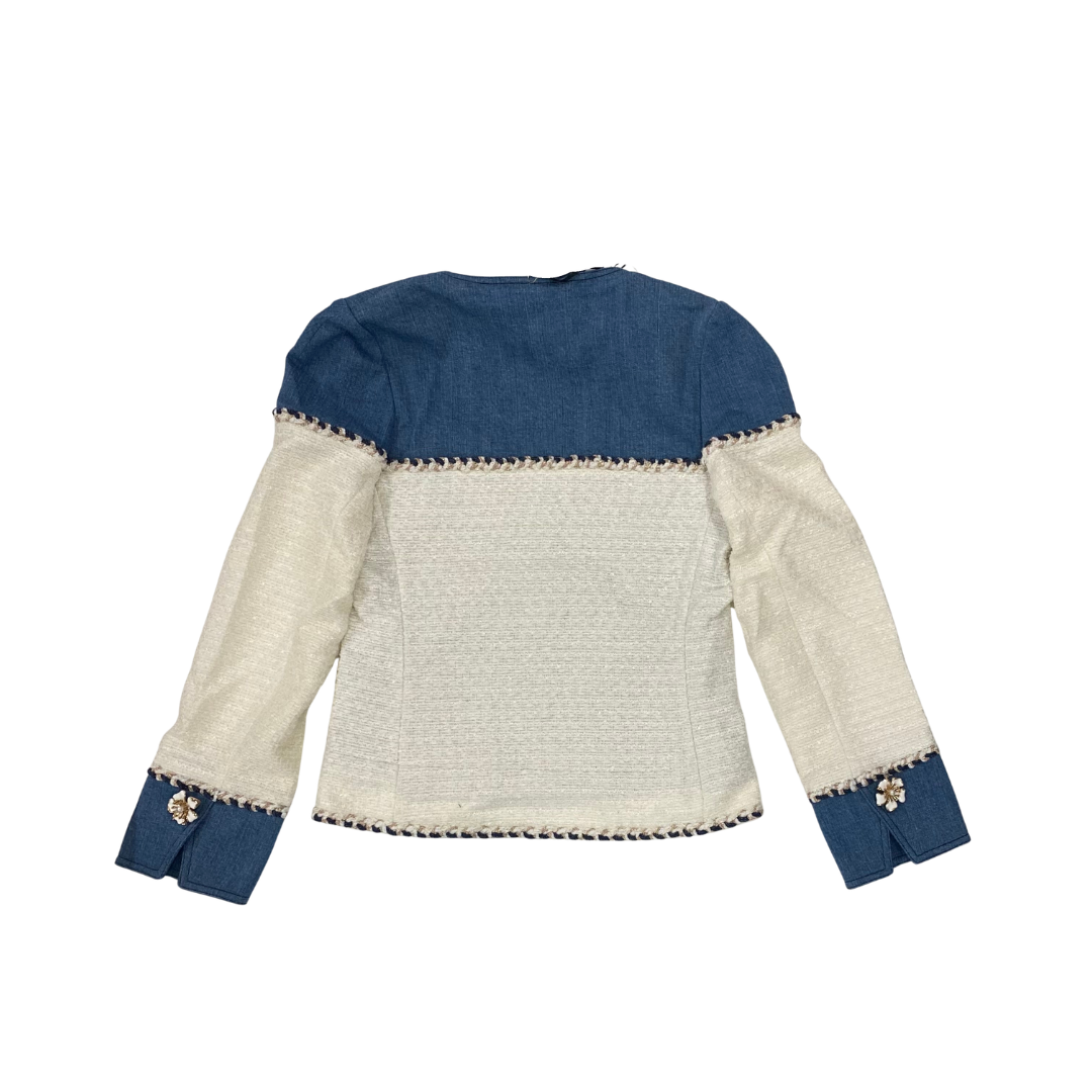 1EA0408-008 [EDWARD ACHOUR] Mixed-Media Boucle Jacket Ivory/Denim #100115/1013 (C-EU-E)