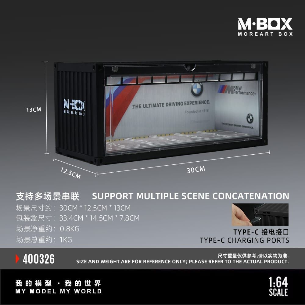 PO-$100 * MBOX * 1:64 DIORAMA - CONTAINER MODEL STORAGE SCENE BMW