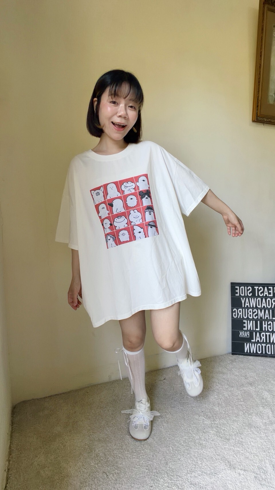 硬挺料!!!可愛動物16格大T