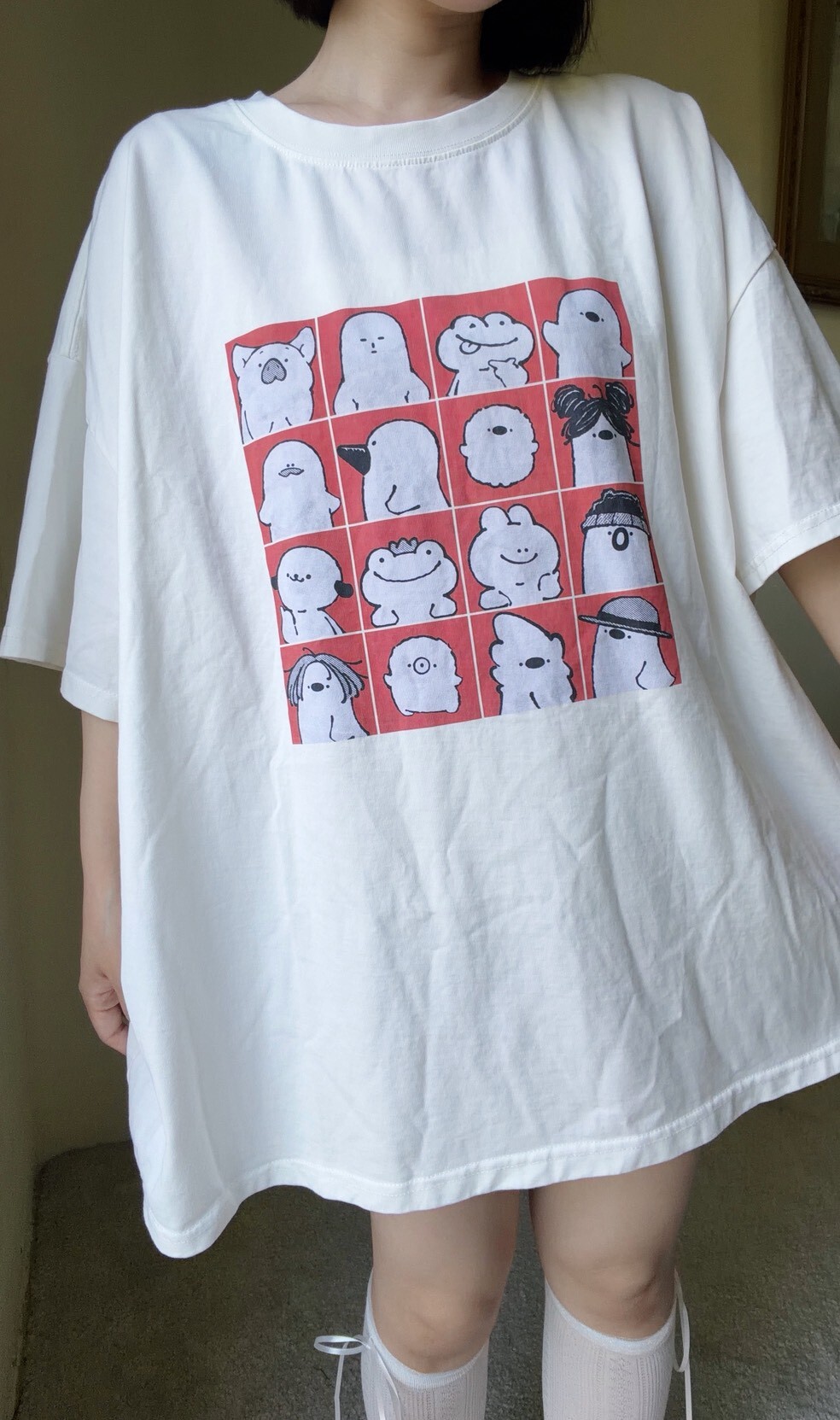 硬挺料!!!可愛動物16格大T