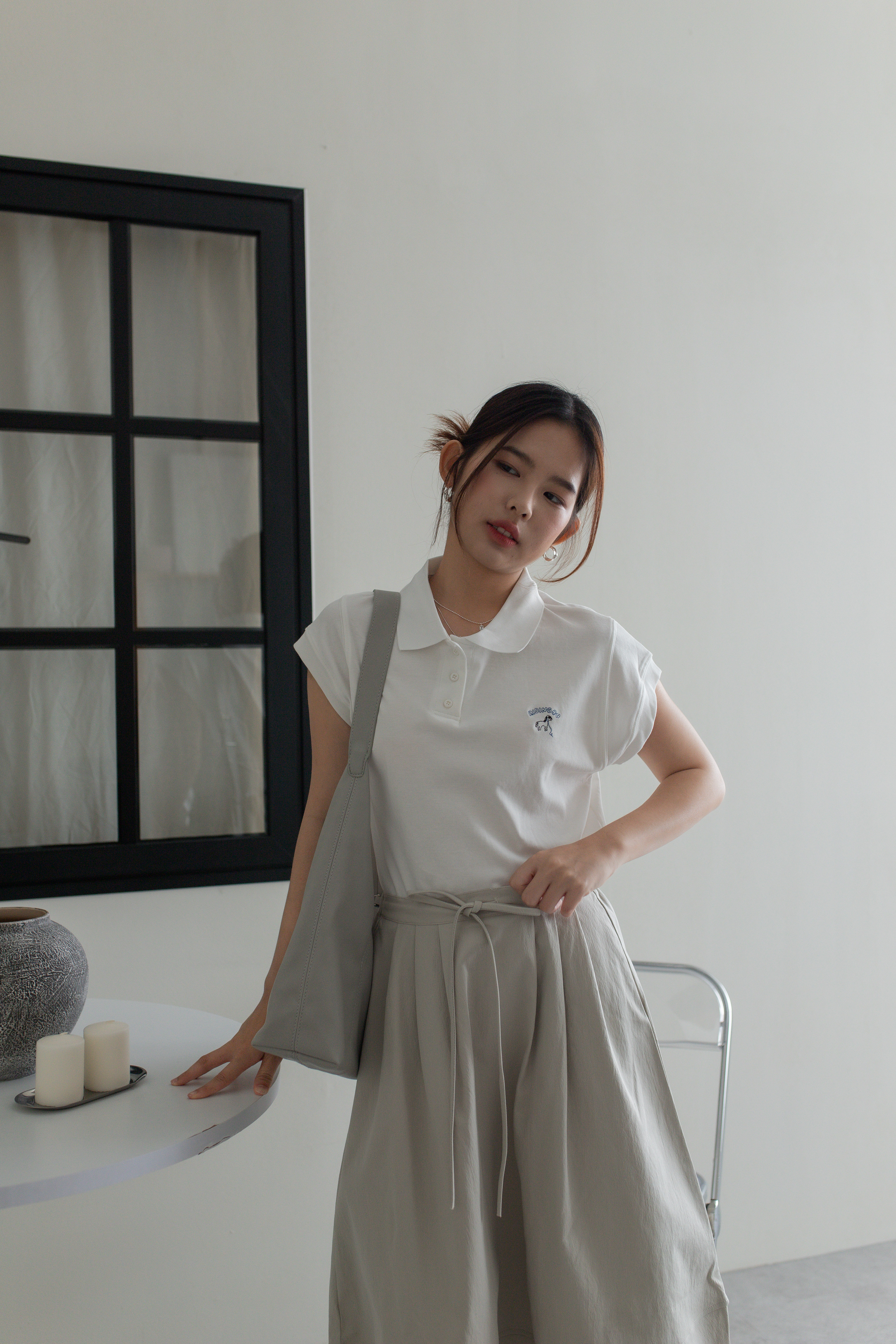 Zelia Embroidery Polo Top White - 2749TSWHI