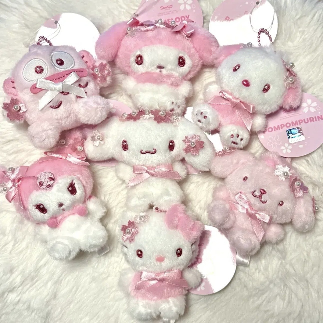 SANRIO 三麗鷗 櫻花系列 8CM 絨毛吊飾 粉色系 韓國限定
