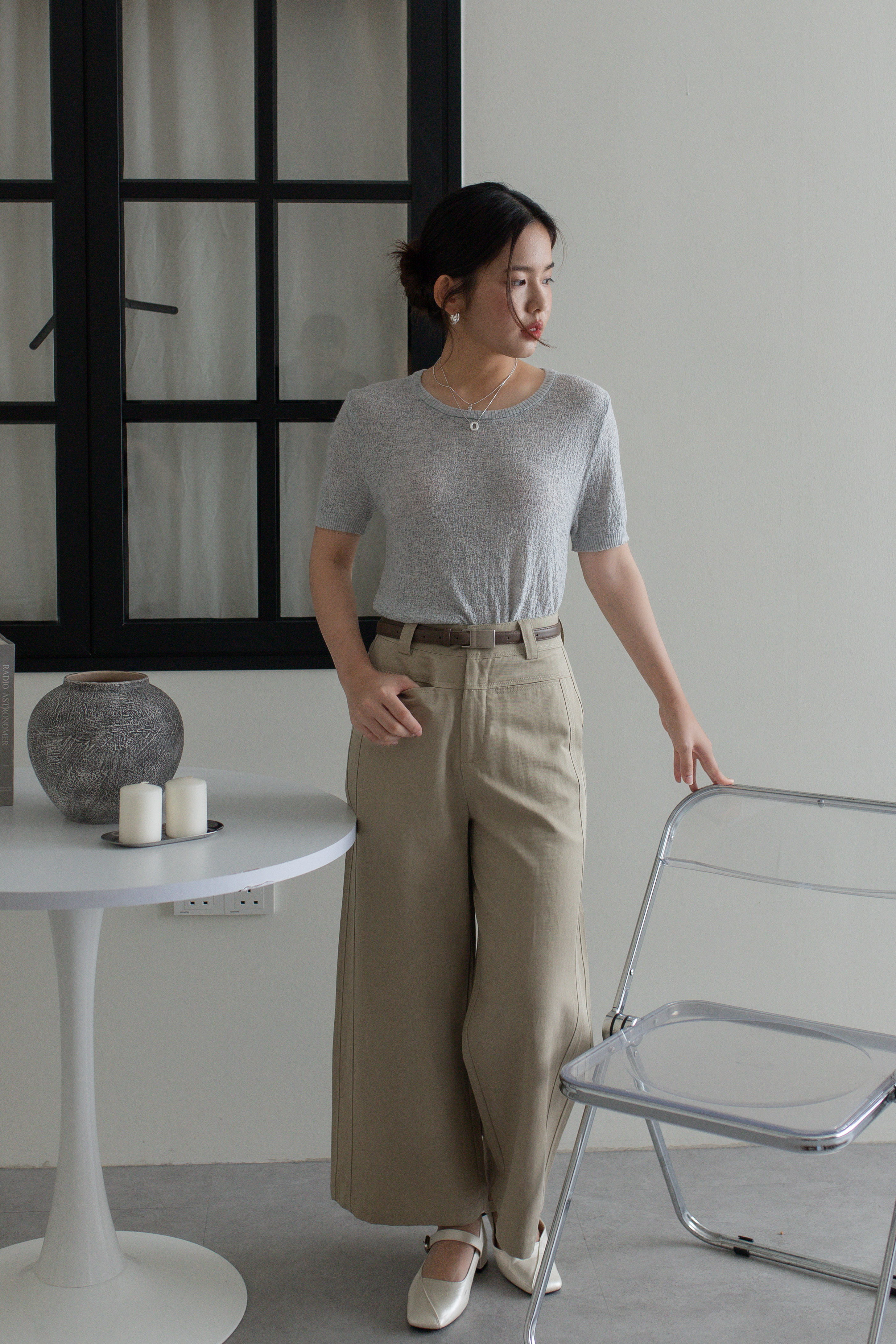 Anne Realxed Texture Top Grey - 2752KSGRY