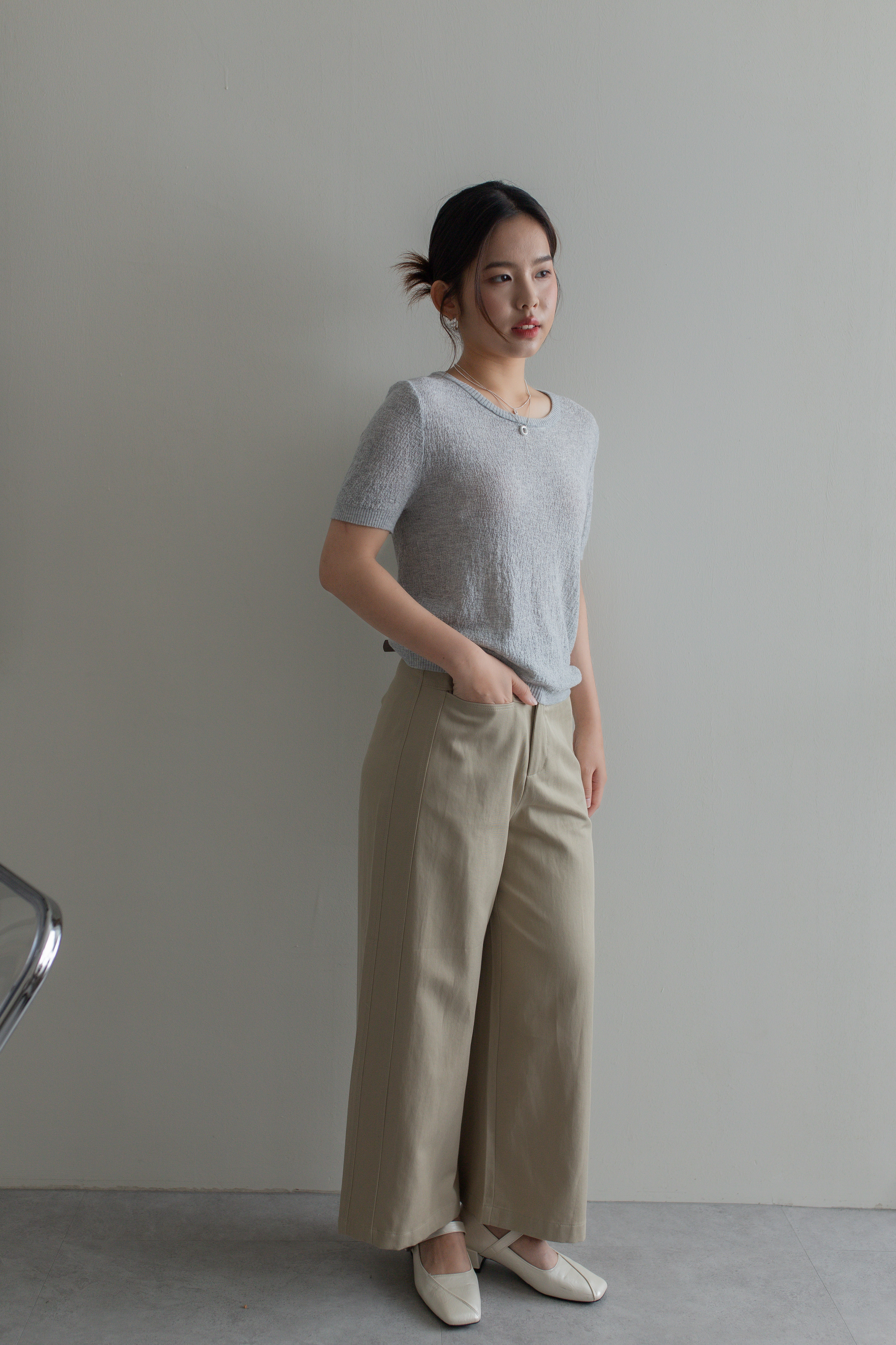 Anne Realxed Texture Top Grey - 2752KSGRY