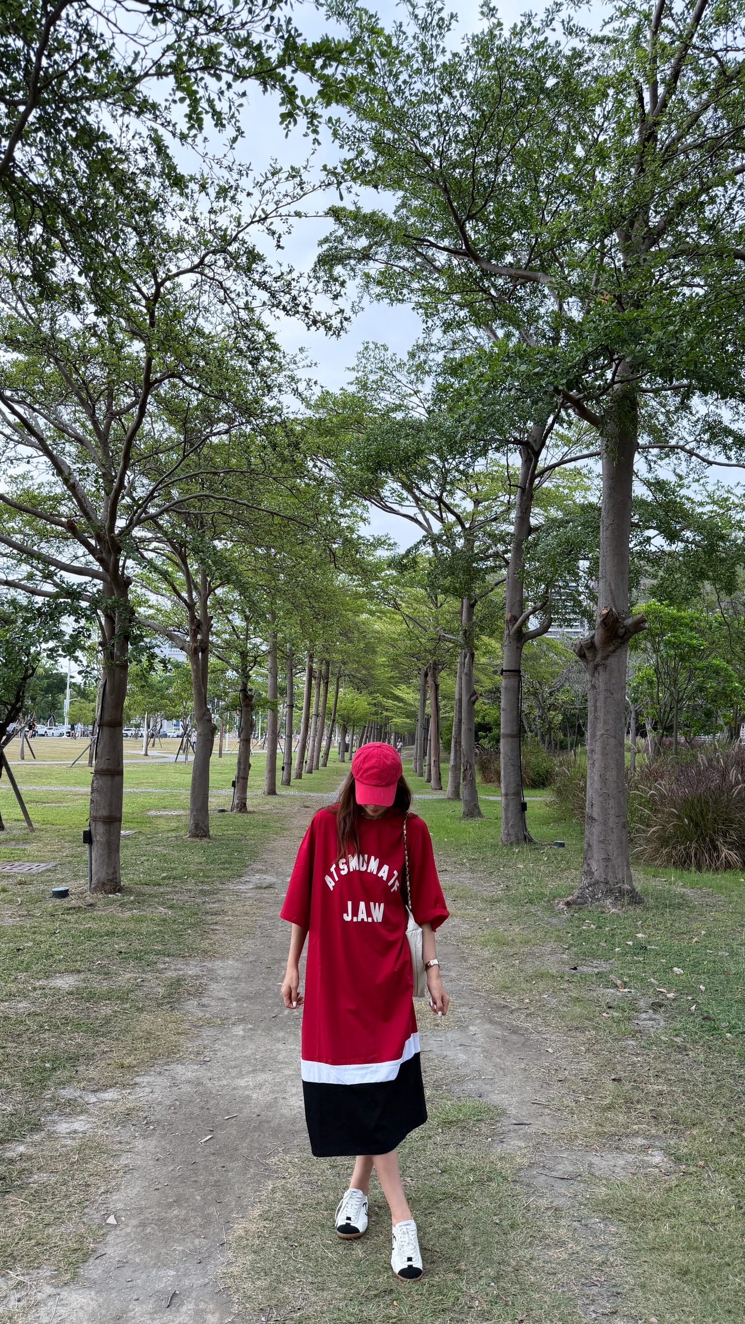 JAW酒紅休閒長洋裝