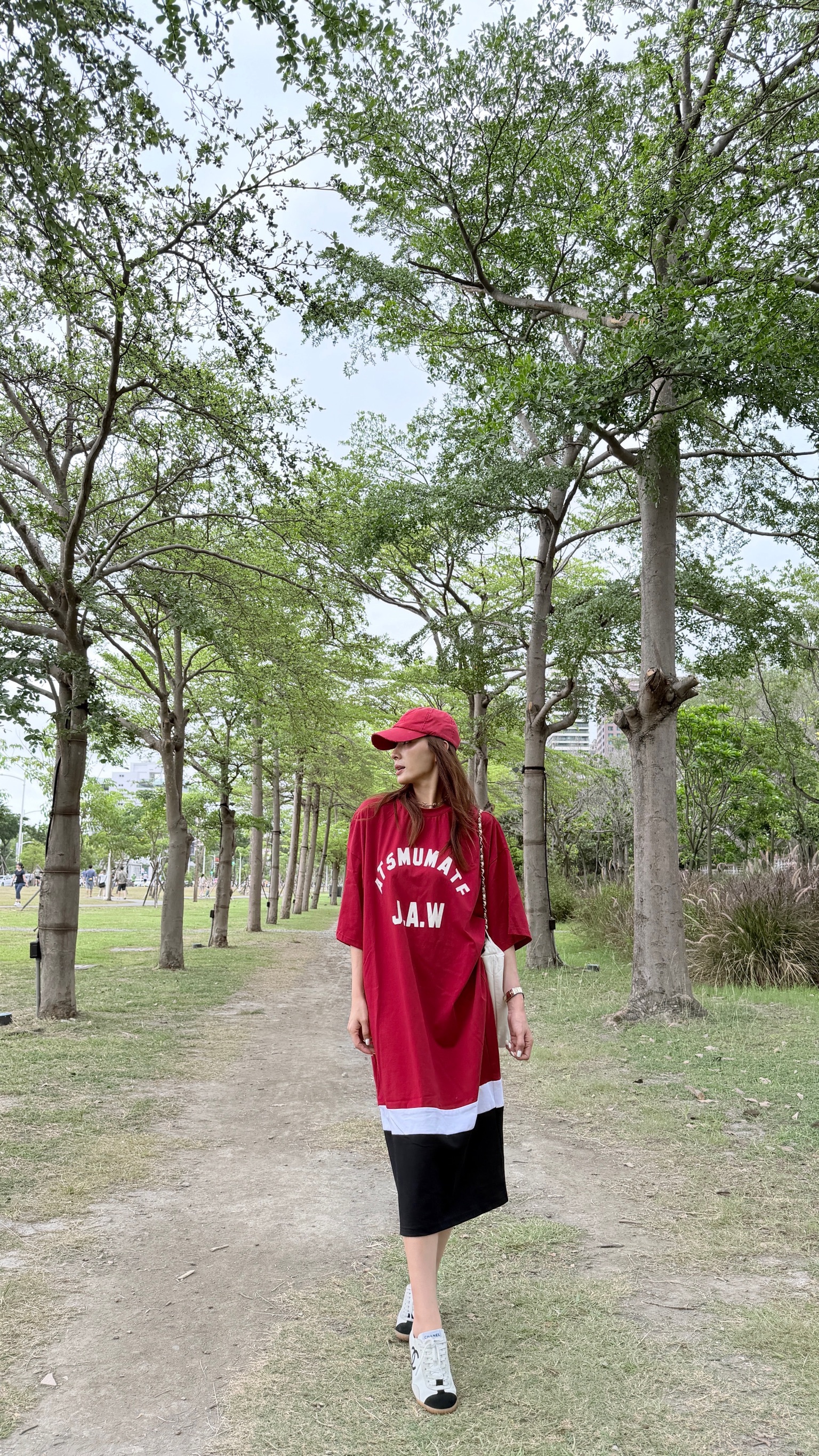 JAW酒紅休閒長洋裝