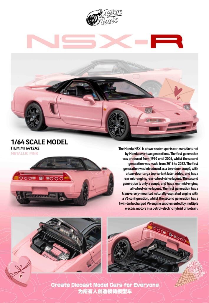 PO-$250 * MICRO TURBO * 1:64 HONDA NSX-R NA1 METALLIC PINK