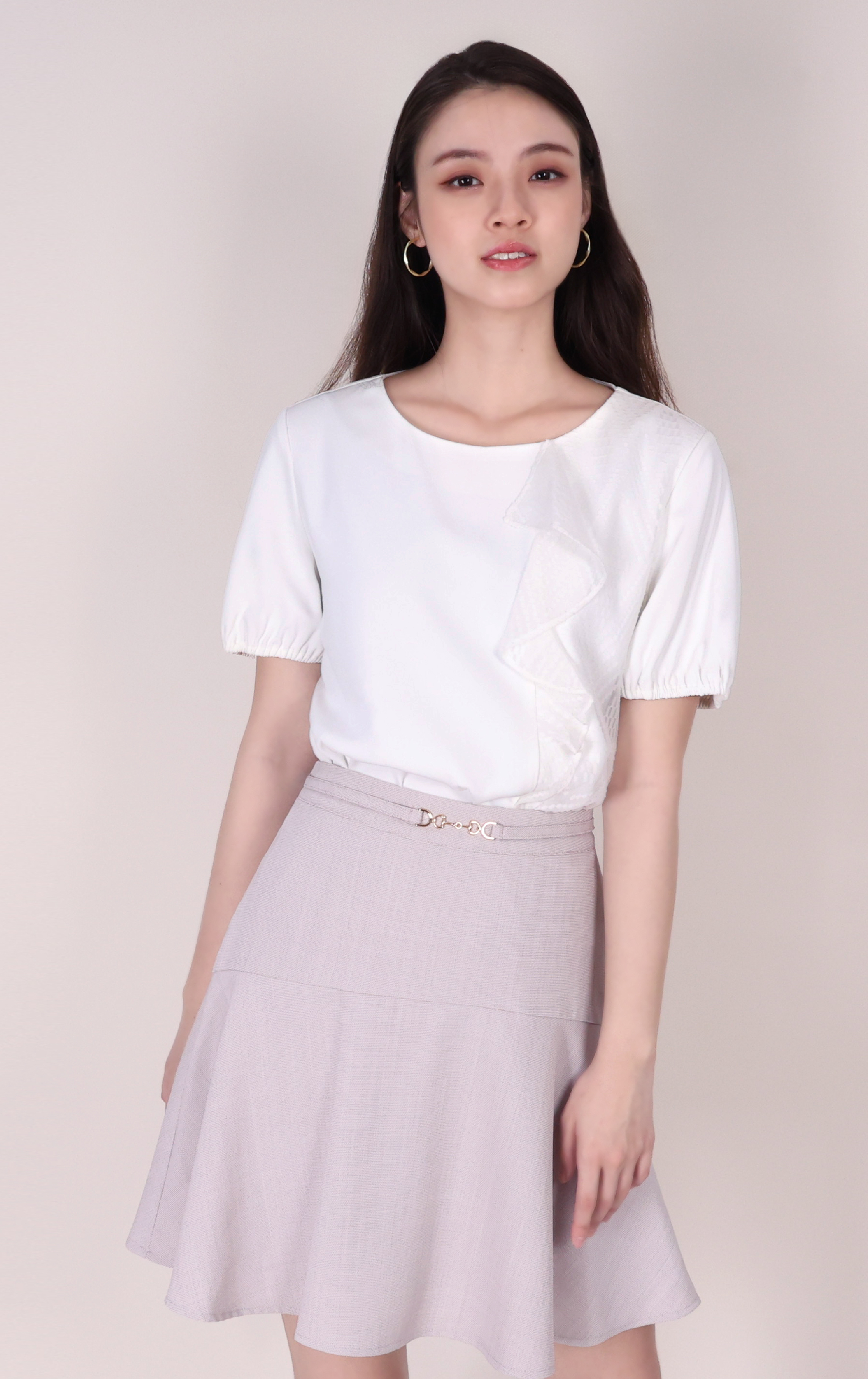 Ruffle Paneling Textured Top SH0416