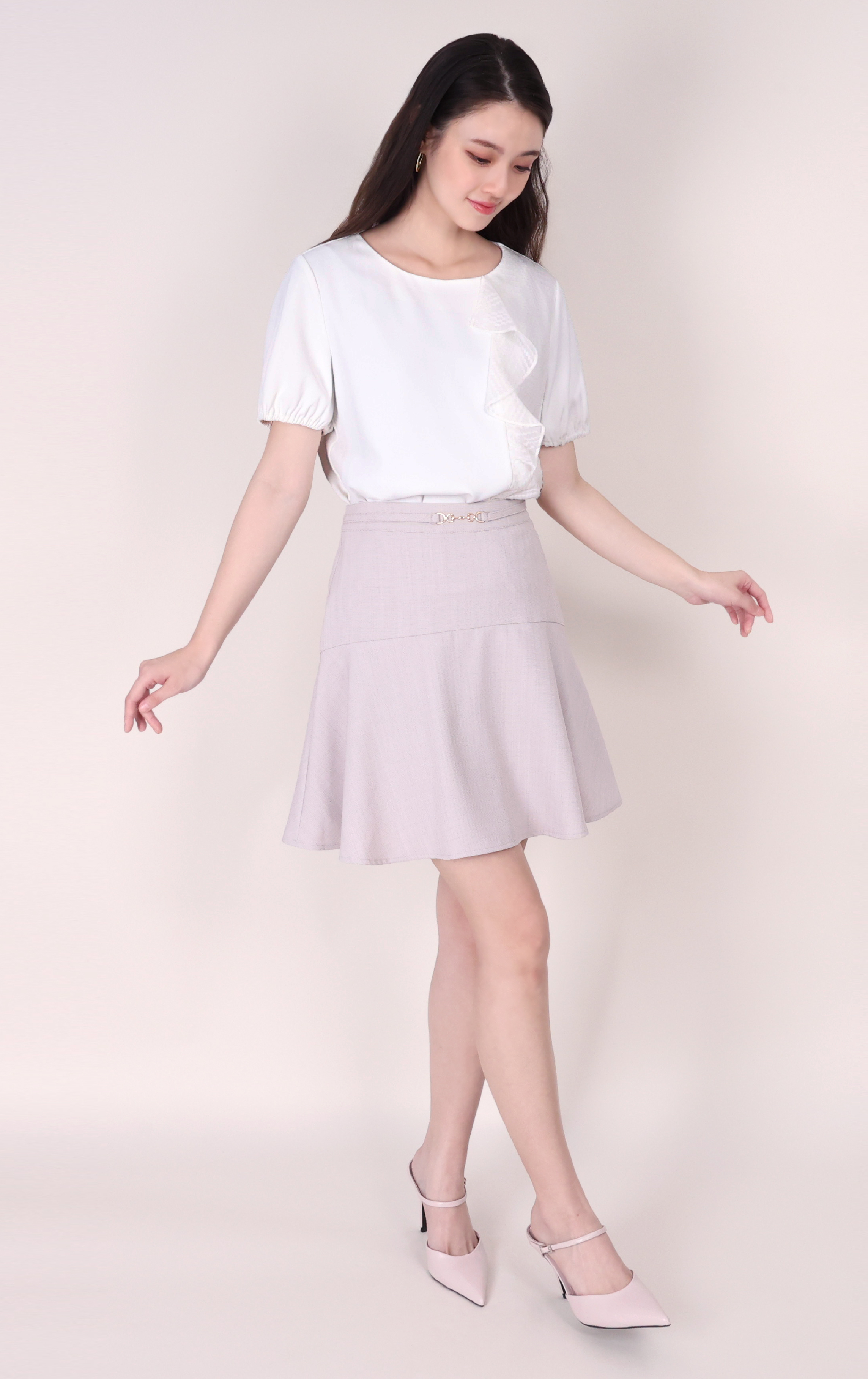 Ruffle Paneling Textured Top SH0416