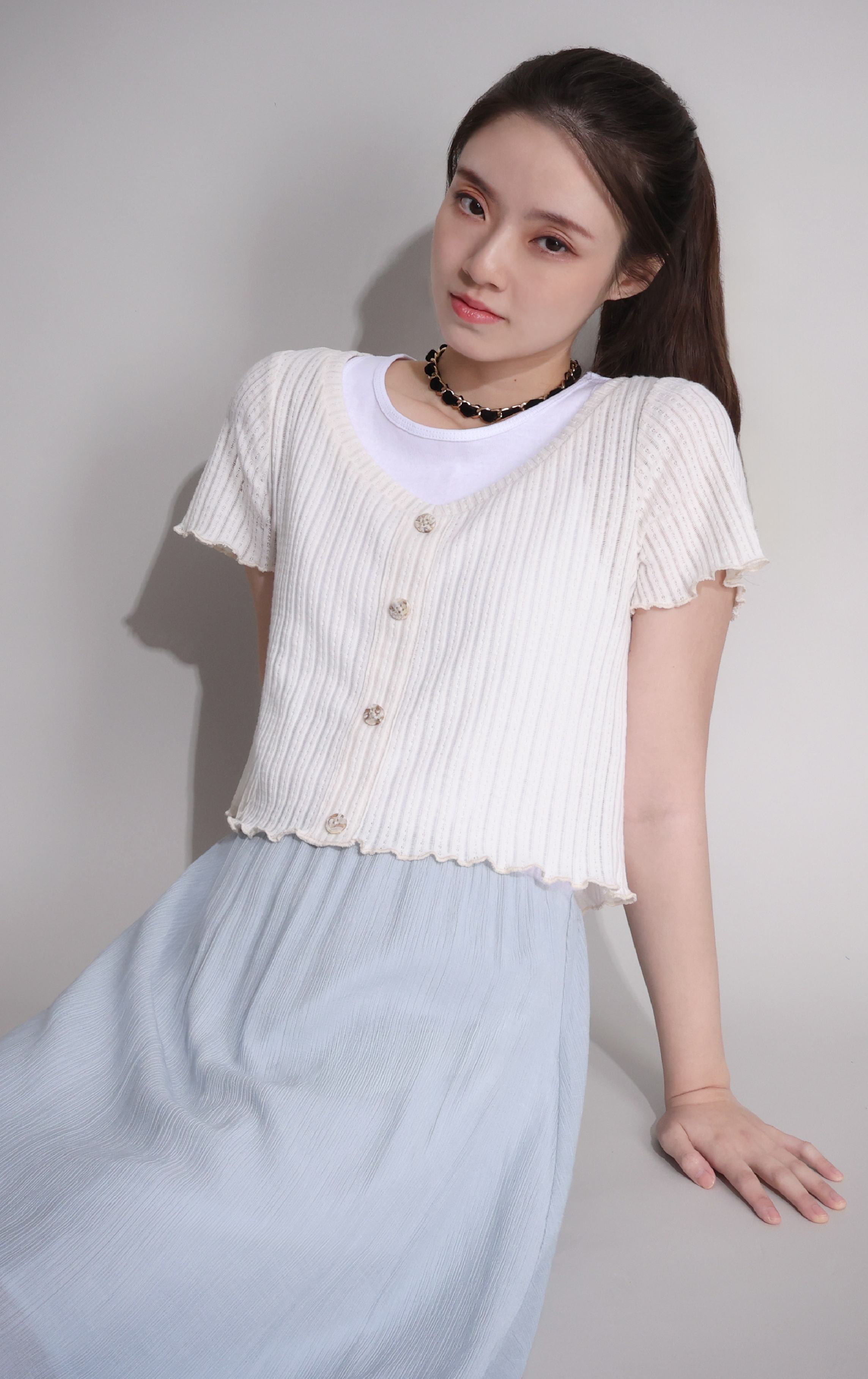 Two-Piece Ribbed Buttoned Maxi Dress Set OP0324