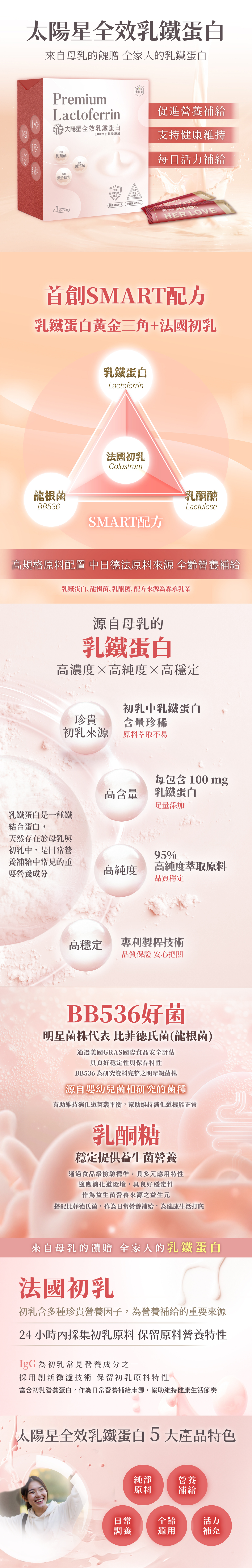 太陽星 全效乳鐵蛋白黃金三角配方|森永專利+初乳+益生菌|營養補充 NO.1