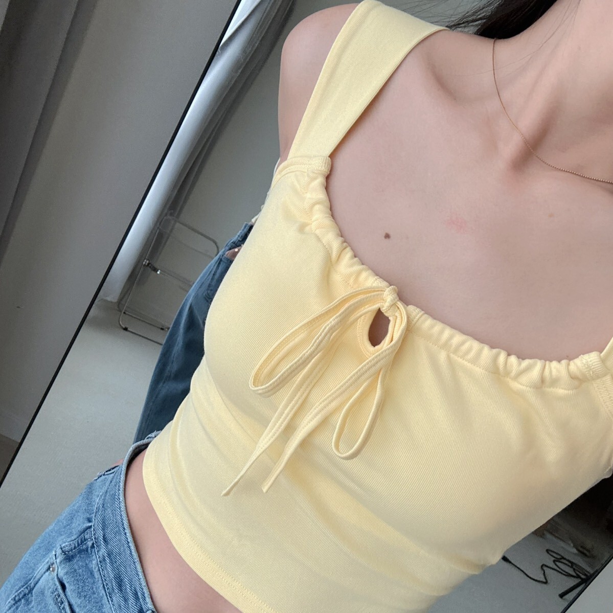 （任三件$799免運）甜美少女感綁帶蝴蝶結方領棉料（bratop）（預購於6/12中午收單～預計3-6週才會收到！可接受再下單唷）