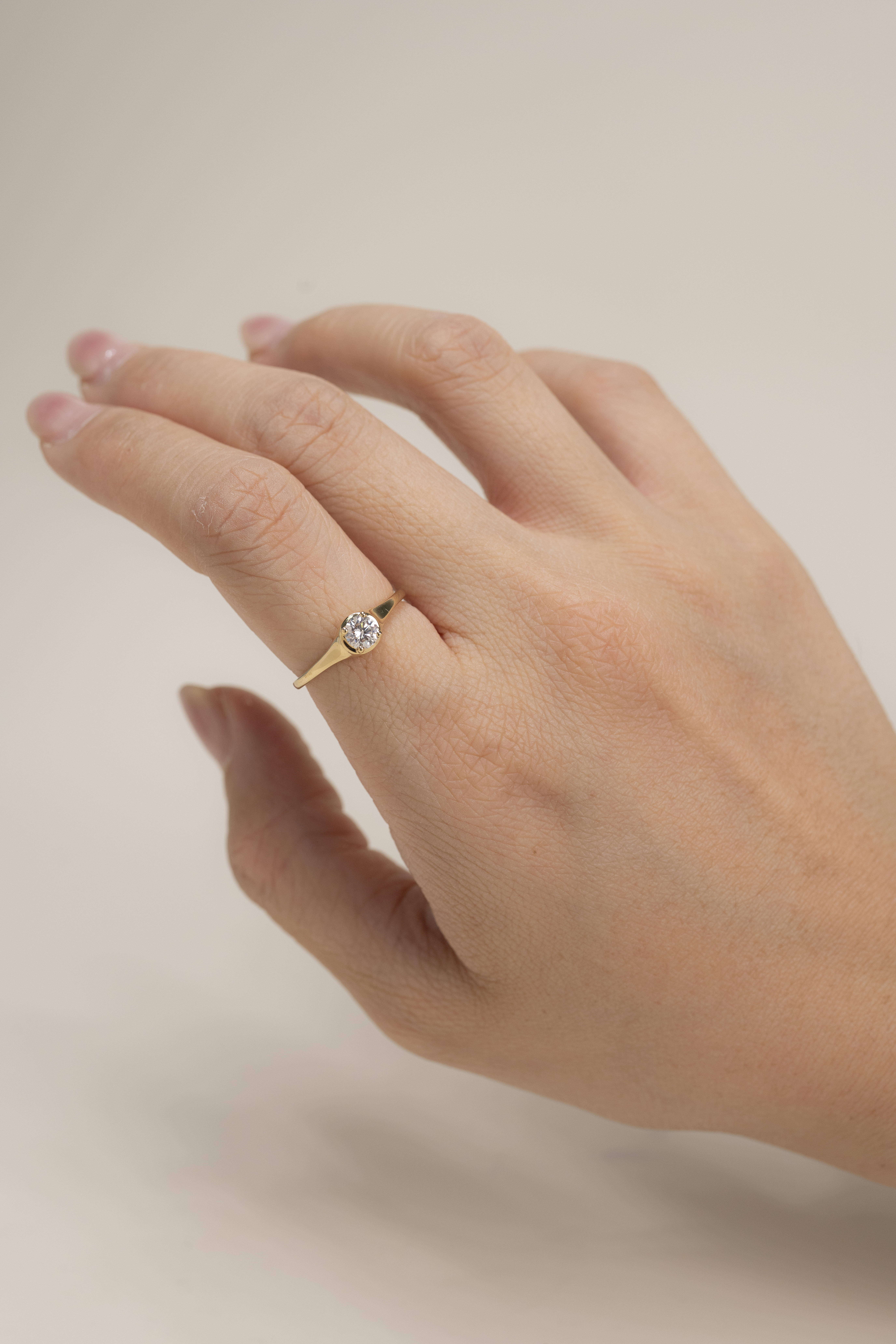 18K Four Prong Vintage Diamond Ring
