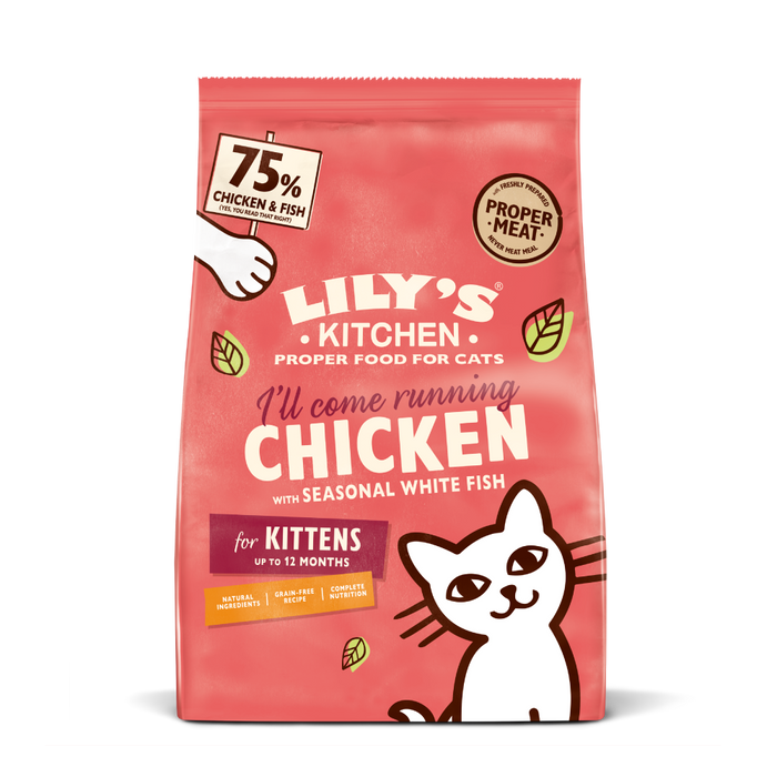 [斷貨中] Lily's Kitchen – 無穀物乾糧配方 - 雞魚(幼貓)專用餐 Chicken with Seasonal White Fish for KITTEN (紅) 800g