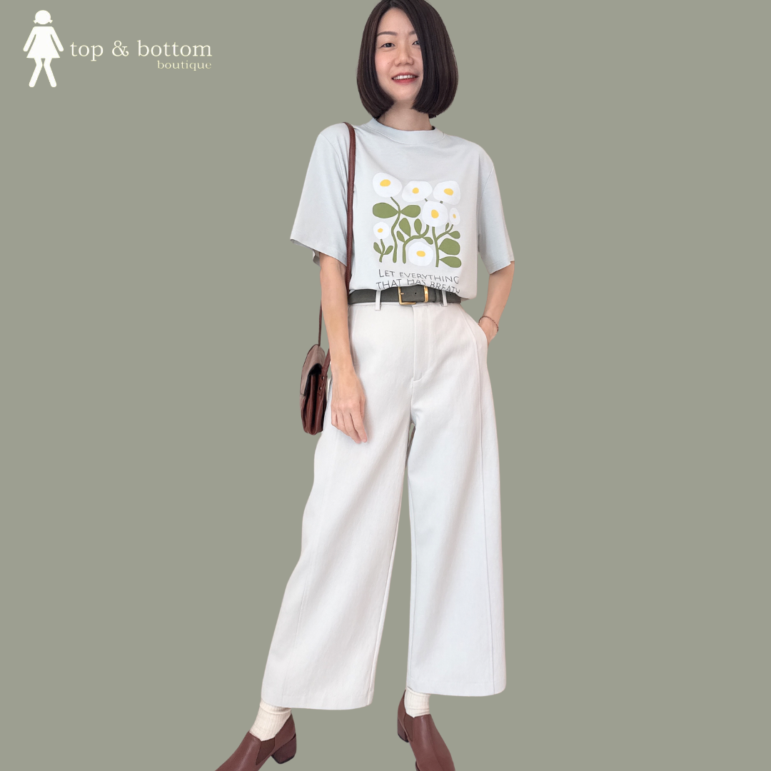 COTTON DENIM ANKLE WIDE LEG PANT