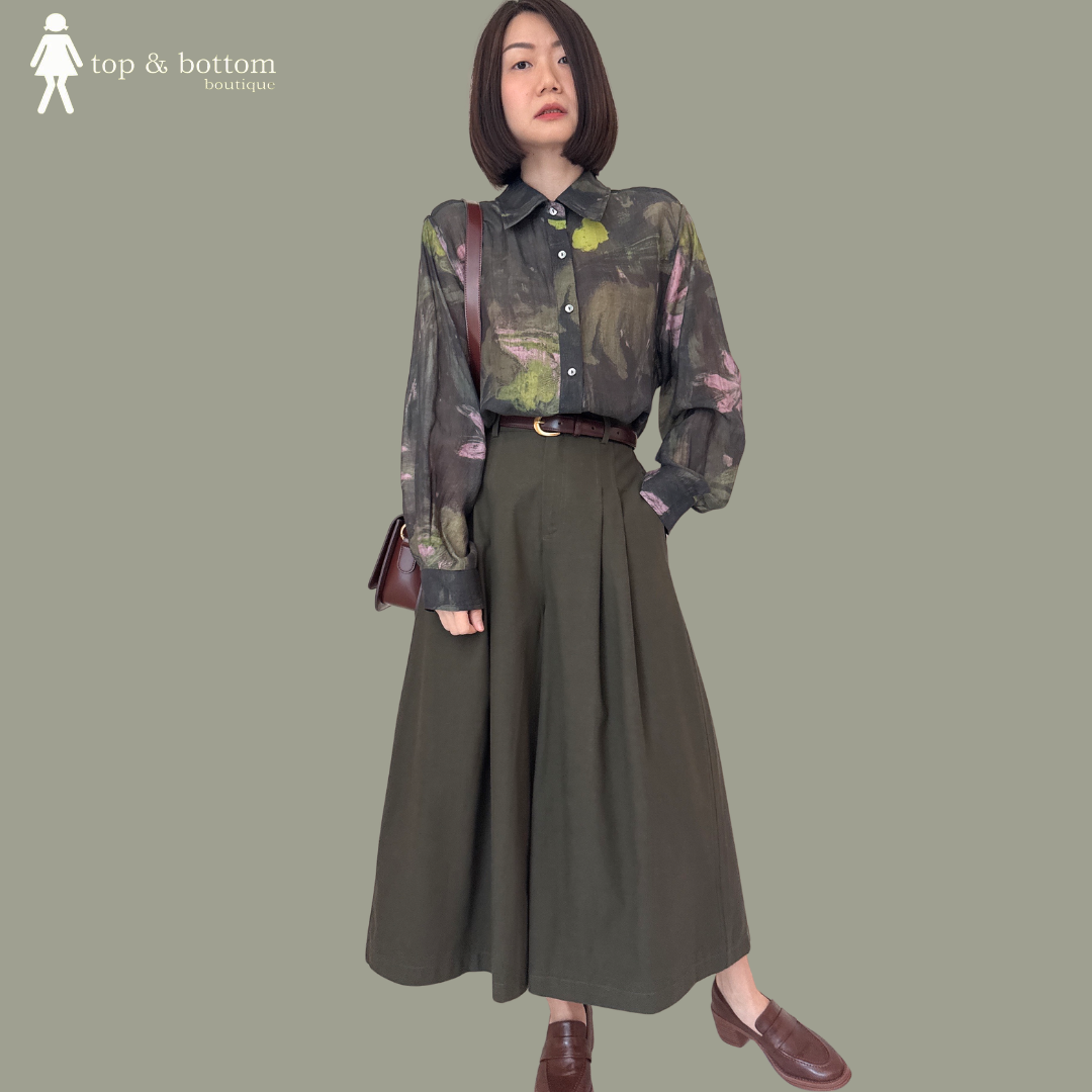 COTTON DENIM PUFFY HAREM ANKLE PANT