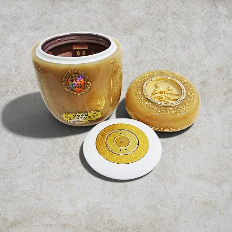 3D紅玉鎏金蓮花｜塘瓷琺瑯骨灰罈