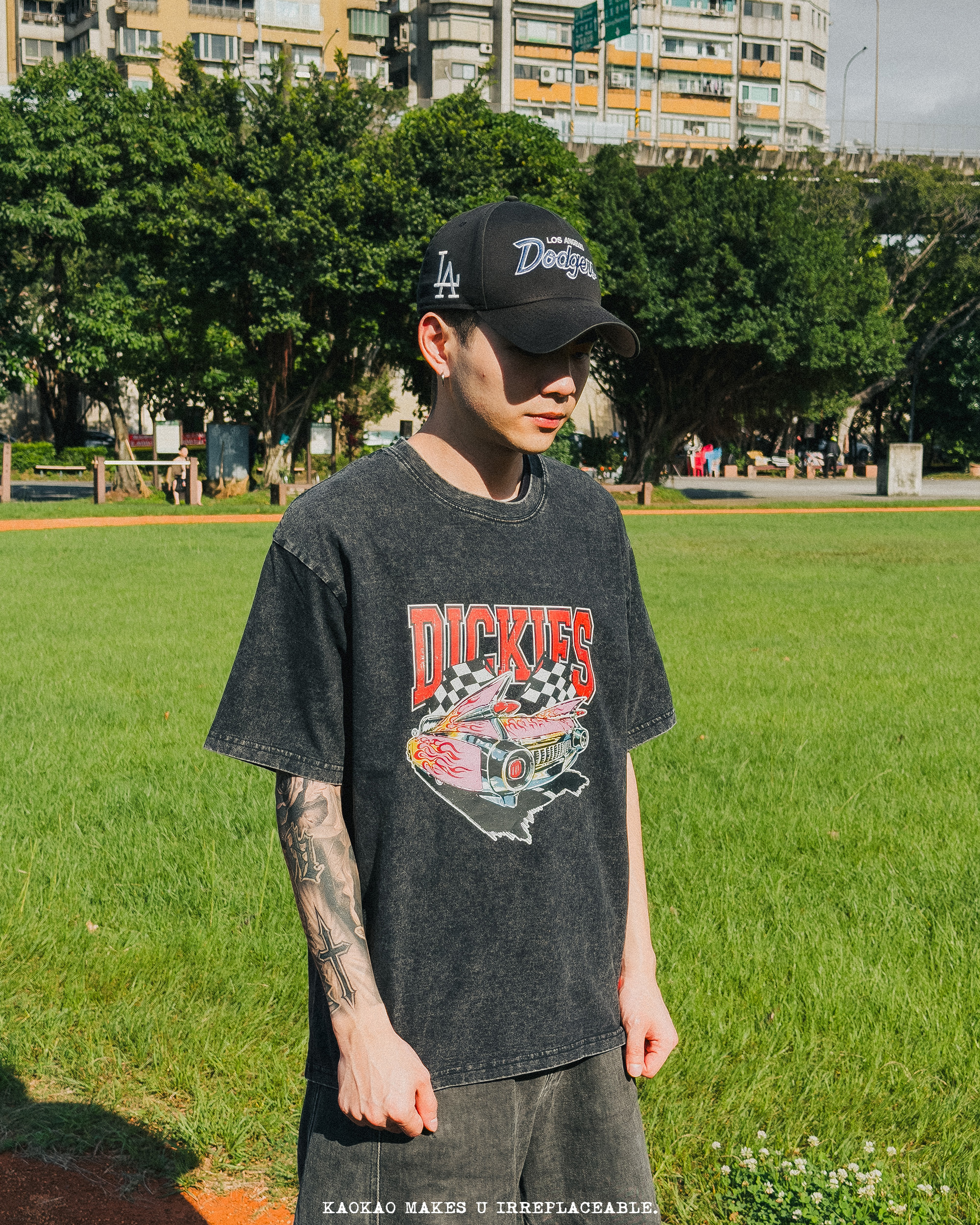 Dickies 水洗仿舊 印花賽車LOGO 塗鴉 短Tee