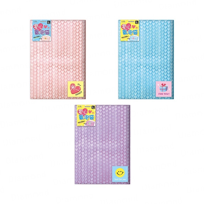 Diamond Stationery & Packaging – Season Paper & Gift, Heart-Shaped Bubble Bags (Large), 3-Pack [BC3010]