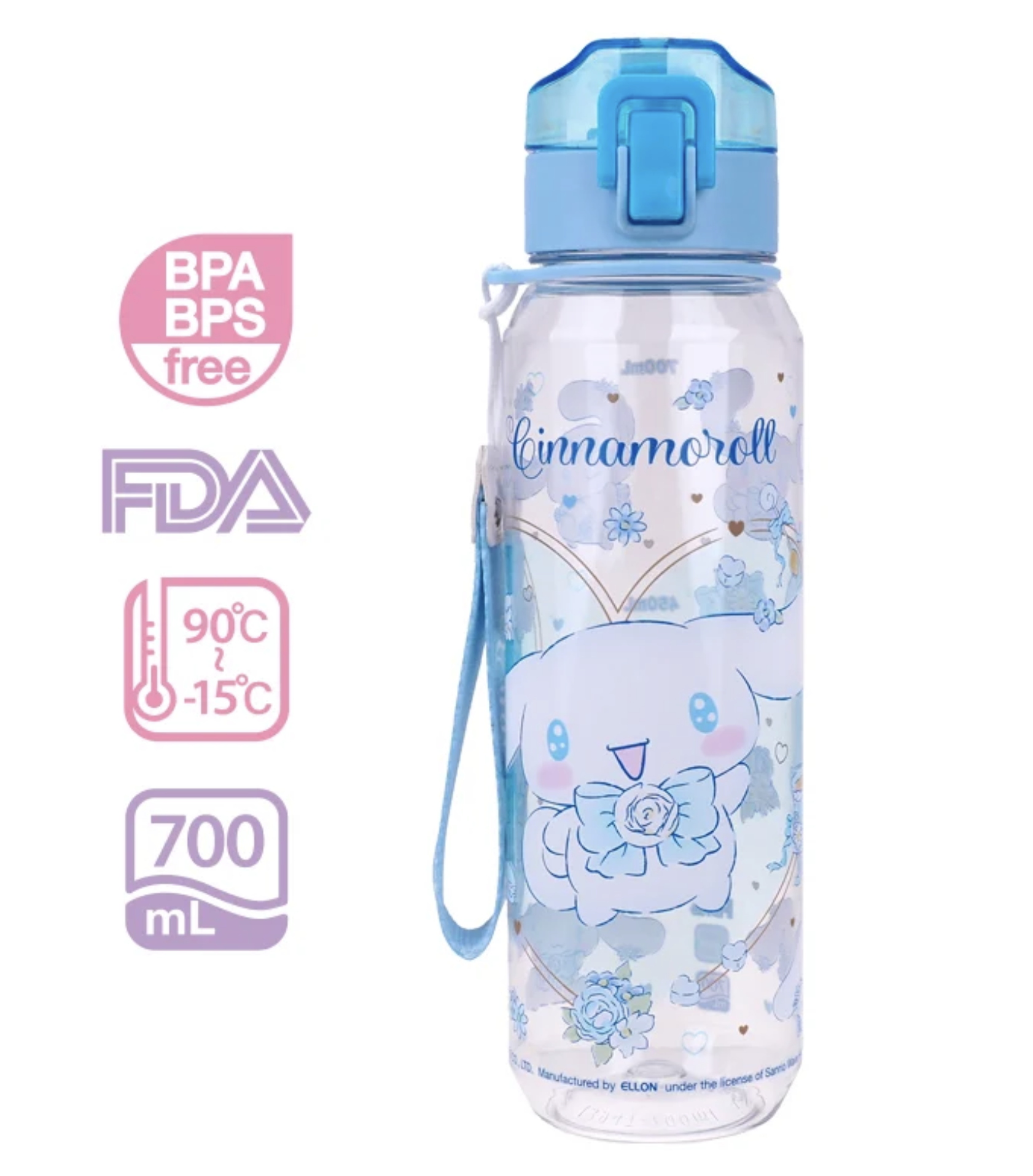 Cinnamoroll 700ml BPA & BPS Free 膠水樽連手繩 9-8330-4