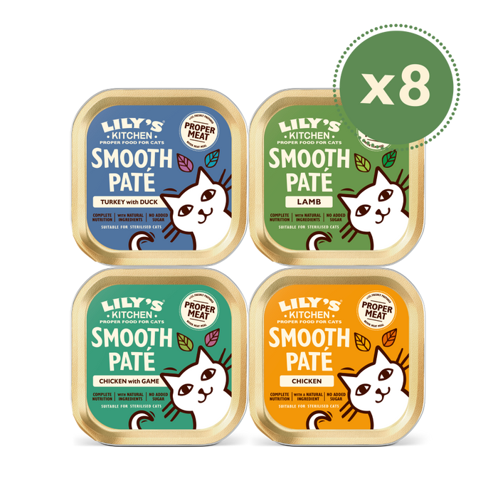 Lily's Kitchen – 無穀主食肉泥餐盒 - 貓咪精選餐盒4款共8罐 Smooth Pate Selection (紙盒) 85g x8