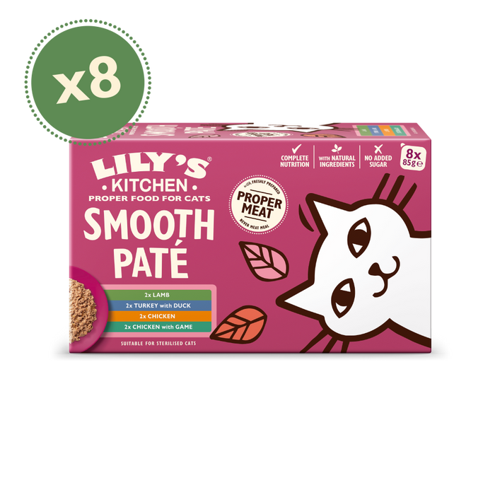 Lily's Kitchen – 無穀主食肉泥餐盒 - 貓咪精選餐盒4款共8罐 Smooth Pate Selection (紙盒) 85g x8