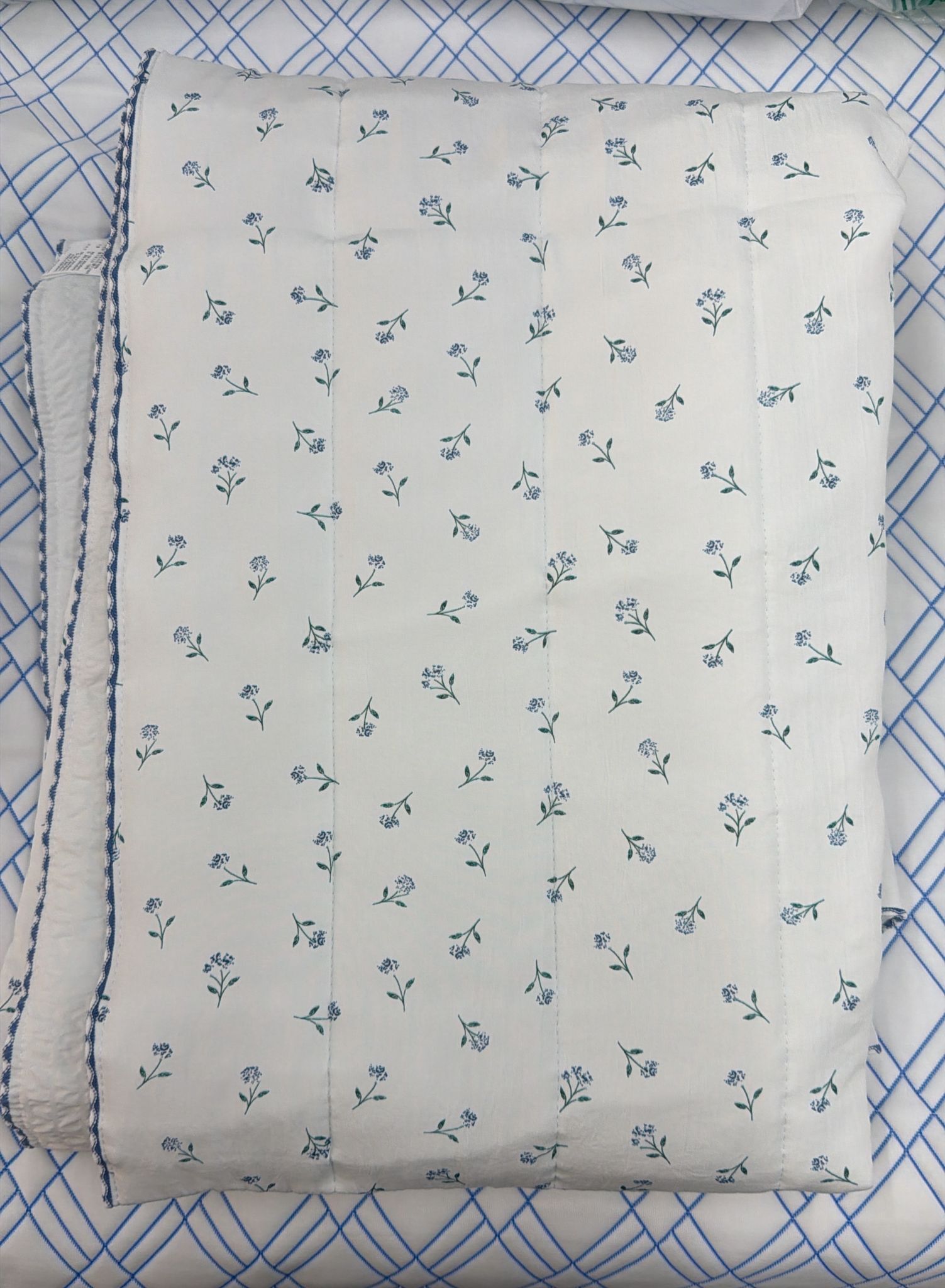 SX19 韓國活潑小花莫代爾+涼感底被- 藍色 (SS-150x200cm)