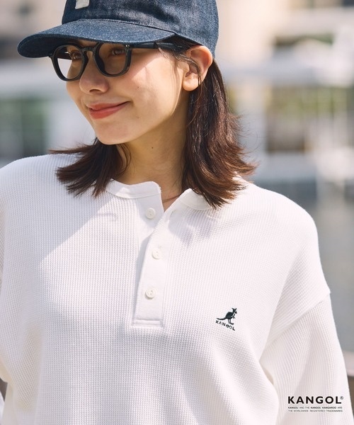 KANGOL / Henley neck waffle T-shirt