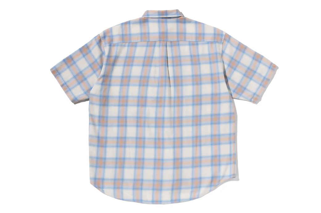 【BAPE男生】0516發售 寬版ONE POINT OMBRE CHECK LIGHT FLANNEL SS SHIRT