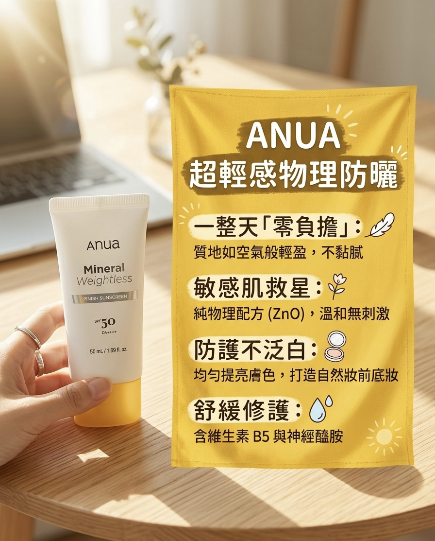 Anua Mineral Weightless Finish Sunscreen (SPF50+ PA++++) 「重量級」防曬✔️「輕盈級」觸感✔️修護肌膚天然屏障✔️鎖住水分✔️無負擔的自然妝感✔️【今團26/5， 下午5點截單】不設退換