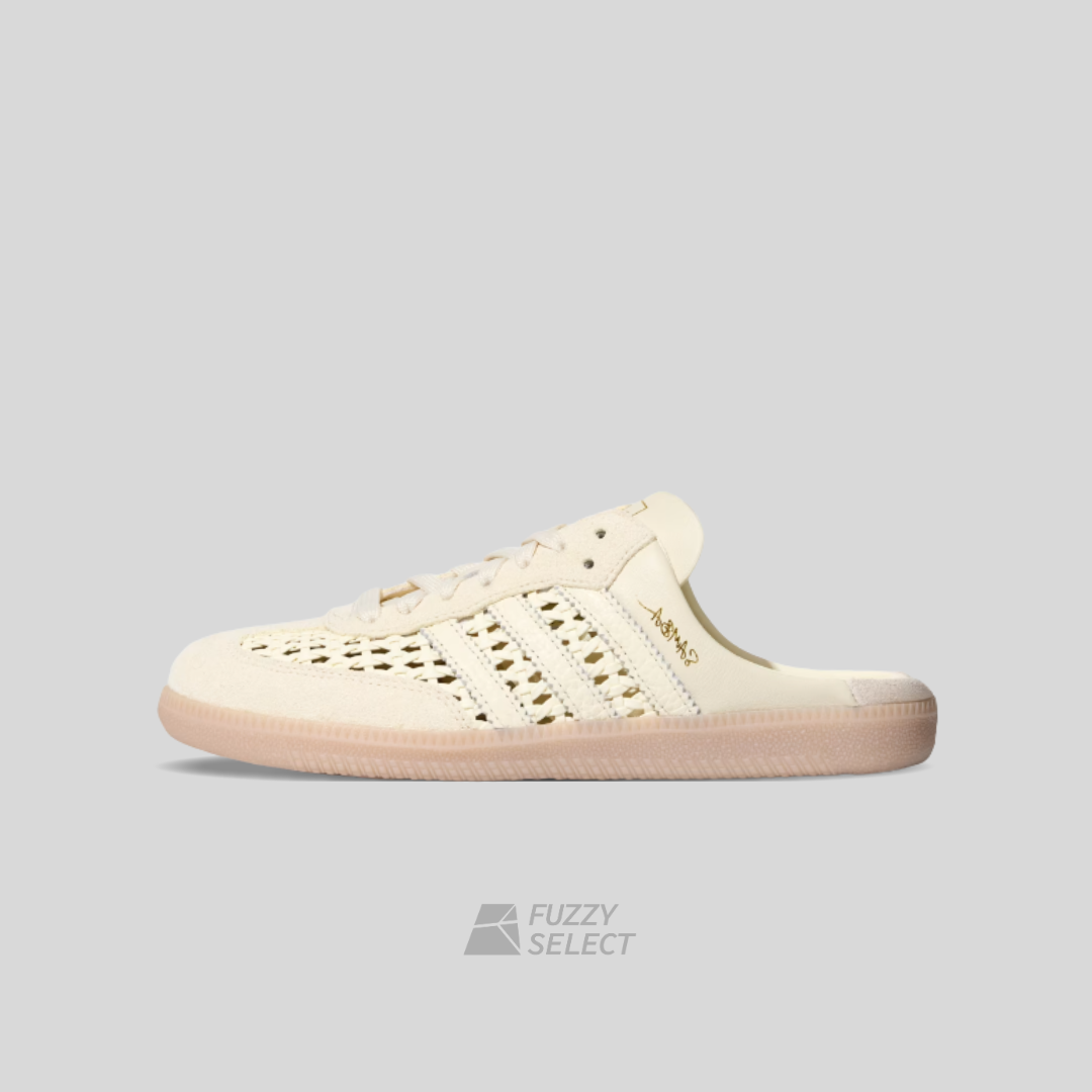 【逢甲 FUZZY】Adidas Samba Mule 編織 透氣 包頭 懶人 穆勒 米白 KH7719
