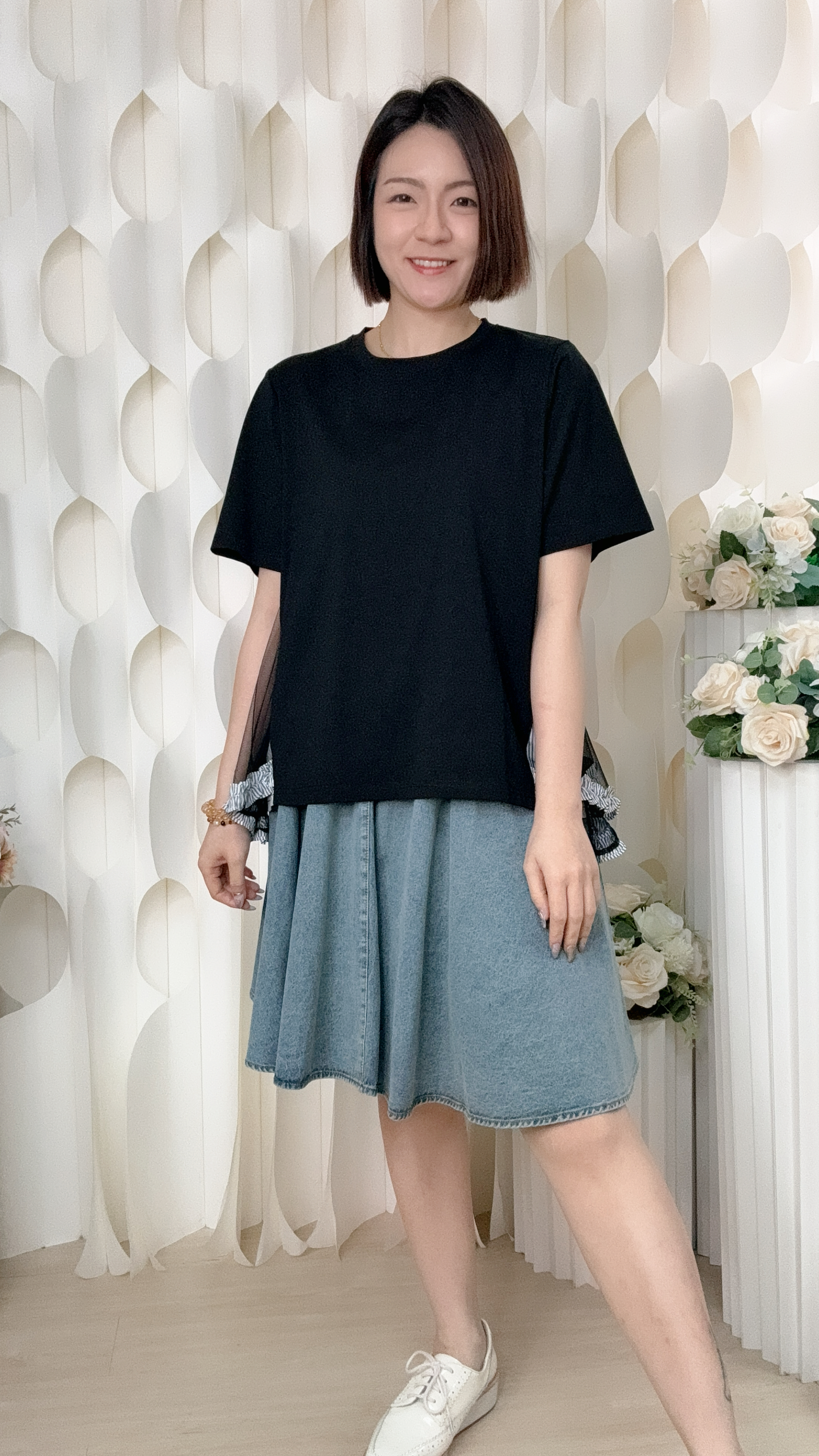 復古百褶牛仔半身裙 (腰26-36 臀62 長20吋) 68987 #1905clo