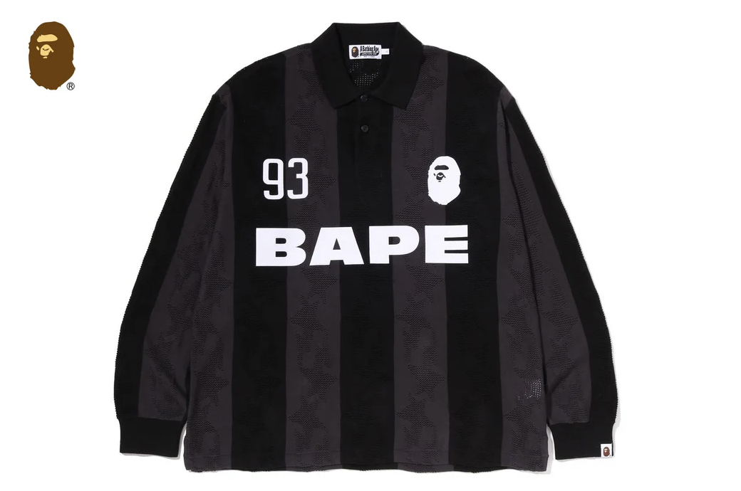 【BAPE男生】0509發售 寬版 STA STRIPE PATTERN JACQUARD MULTI LOGO RELAXED FIT LS TEE