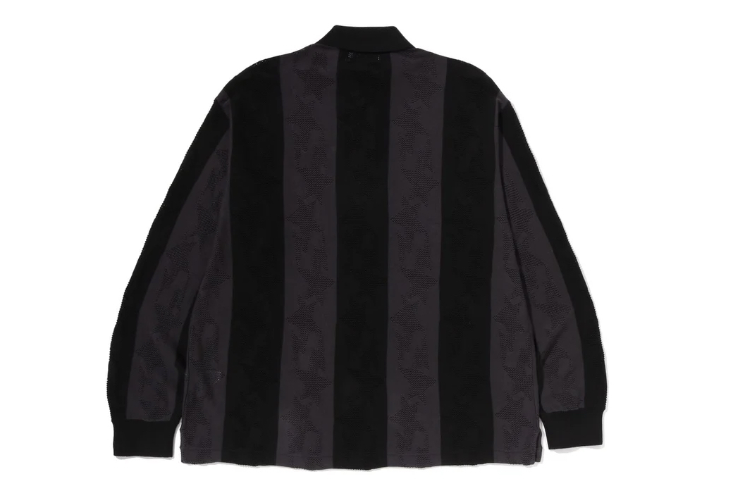 【BAPE男生】0509發售 寬版 STA STRIPE PATTERN JACQUARD MULTI LOGO RELAXED FIT LS TEE