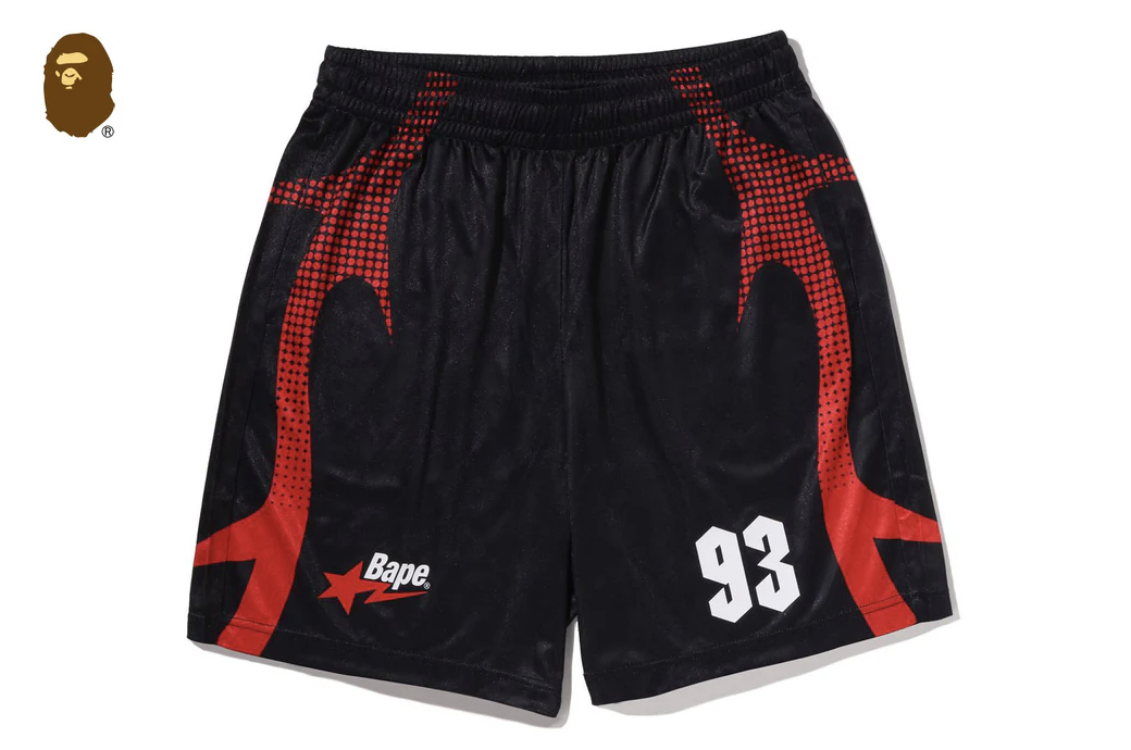 【BAPE男生】0509發售 寬版APE FLAME MONOGRAM JACQUARD RELAXED FIT FOOTBALL SHORTS