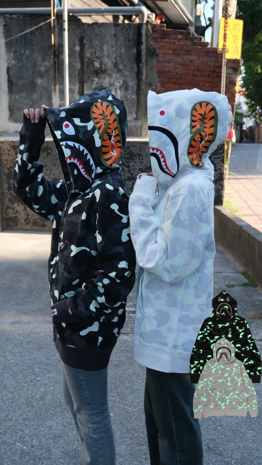 BAPE CITY CAMO SHARK REGULAR FIT FULL ZIP HOODIE 夜光 鯊魚外套 1M30115302