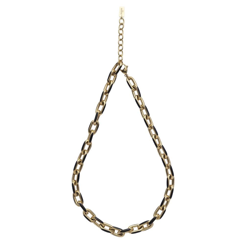 0519CT67-CRISATHENA-COLLECTION-Crisathena Enamel Le Figaro Small necklace in Black,Gold（ A67)