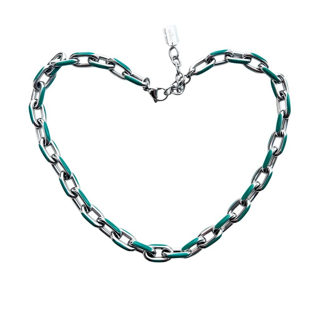 0519CT70-CRISATHENA-COLLECTION-Crisathena Enamel Le Figaro Small necklacein Green,Silver（ A70)