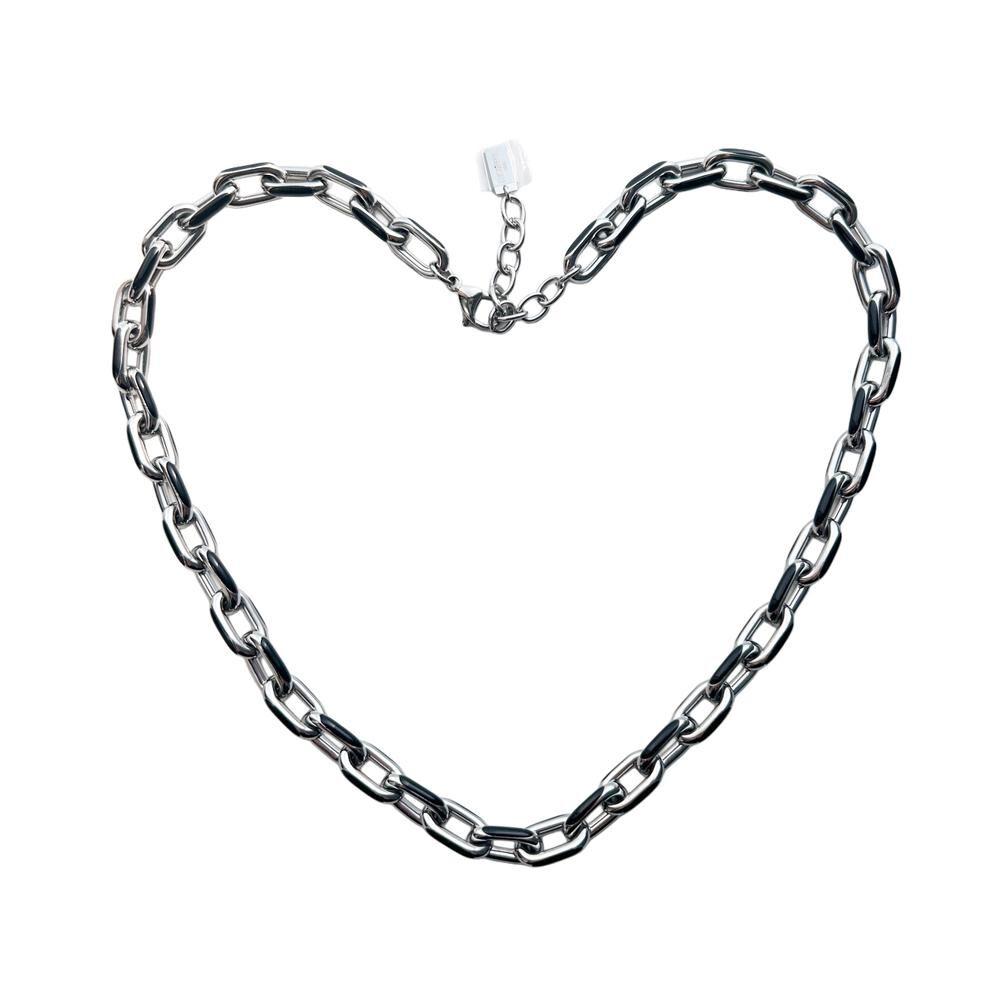 0519CT72-CRISATHENA-COLLECTION-Crisathena Enamel Le Figaro Large necklacein Black,Silver（ A72)