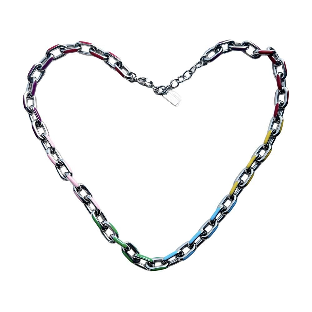 0519CT74-CRISATHENA-COLLECTION-Crisathena Enamel Le Figaro Large necklacein Multi,Silver（ A74)