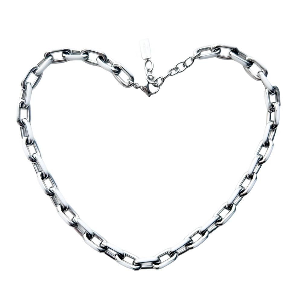 0519CT78-CRISATHENA-COLLECTION-Crisathena Enamel Le Figaro Small necklacein White,Silver（ A78)