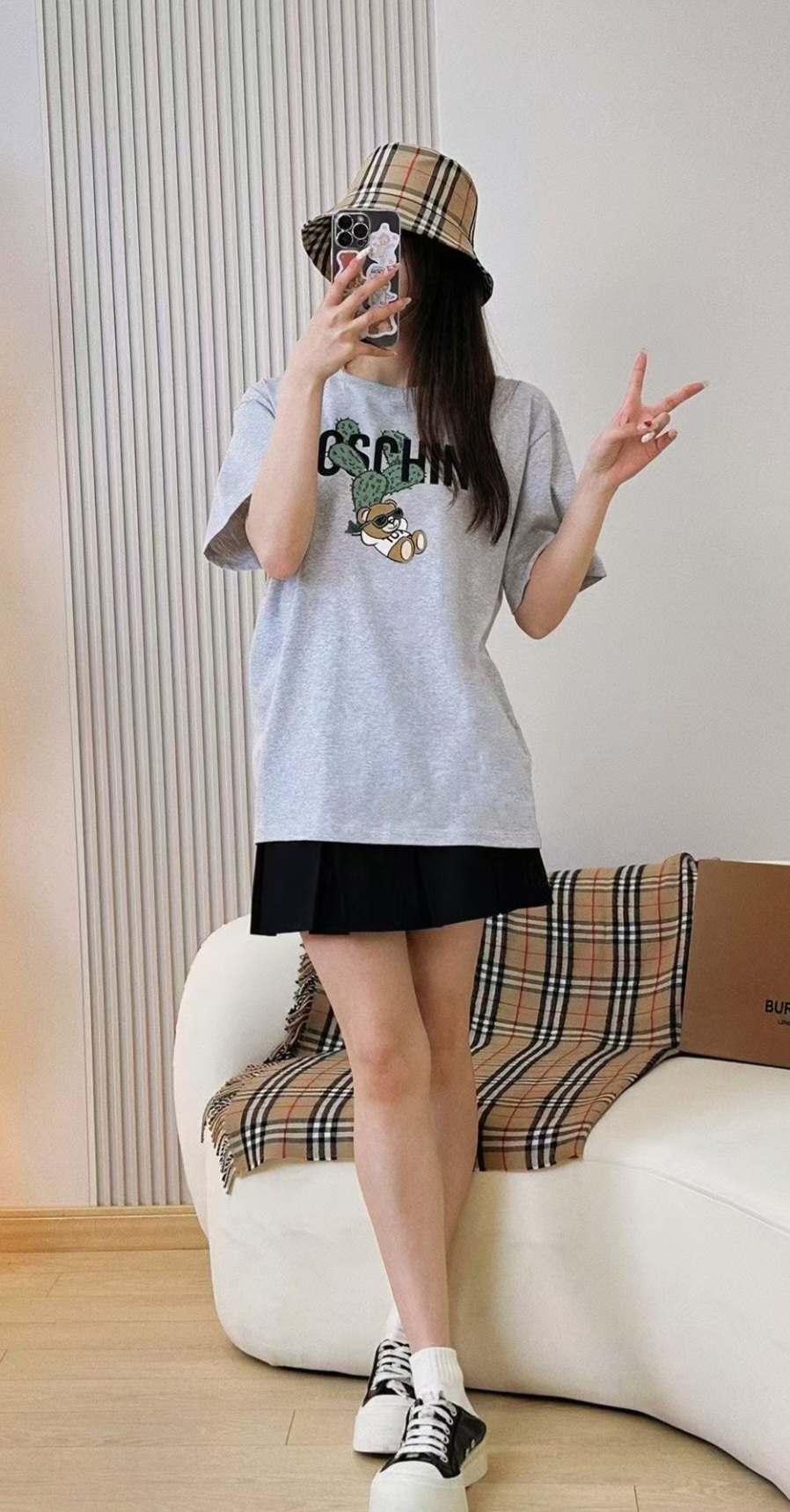 MOSCHINO KIDS 灰色大Logo仙人掌圖案 Tee