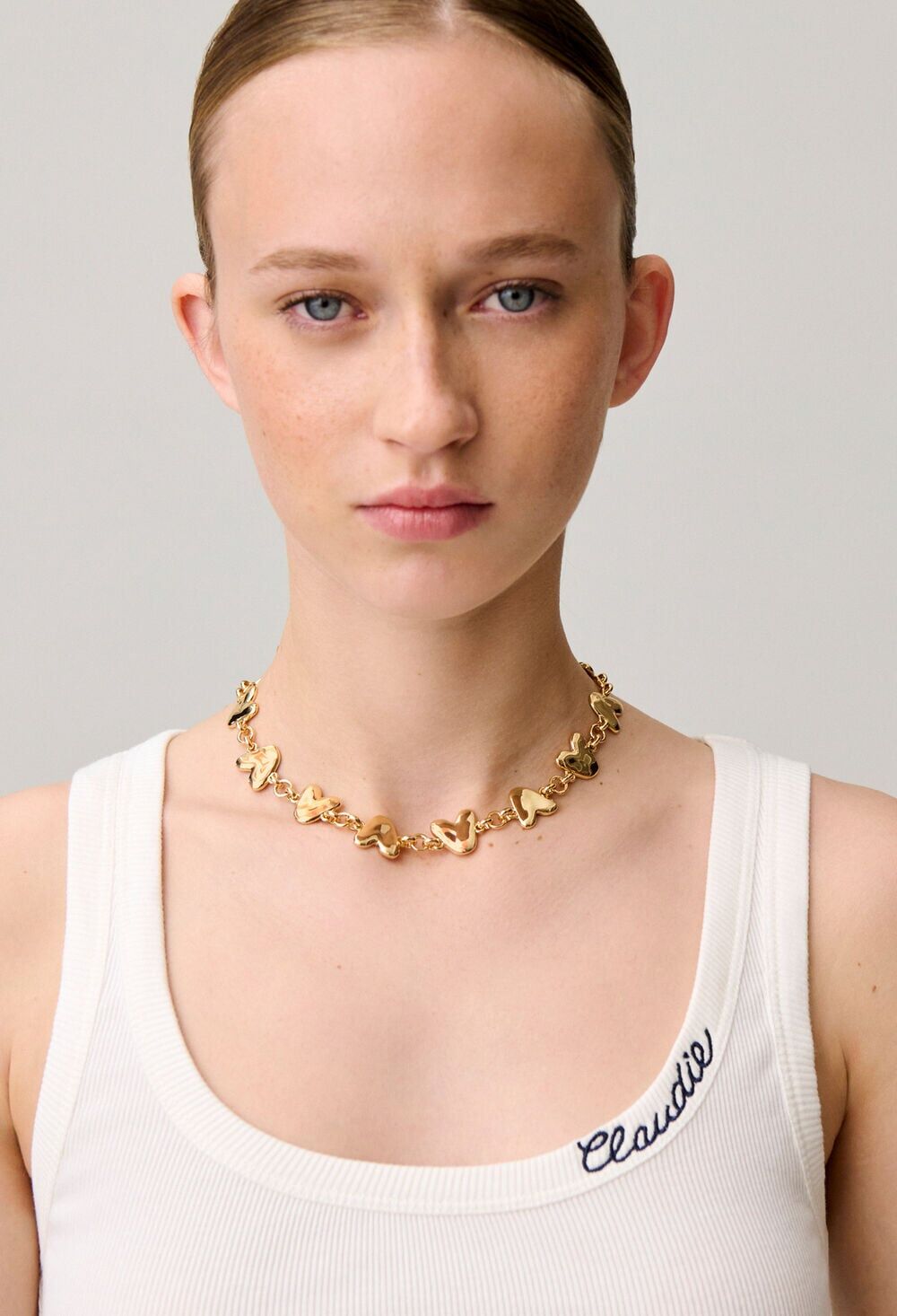 Claudie Pierlot Hammered Hearts Necklace