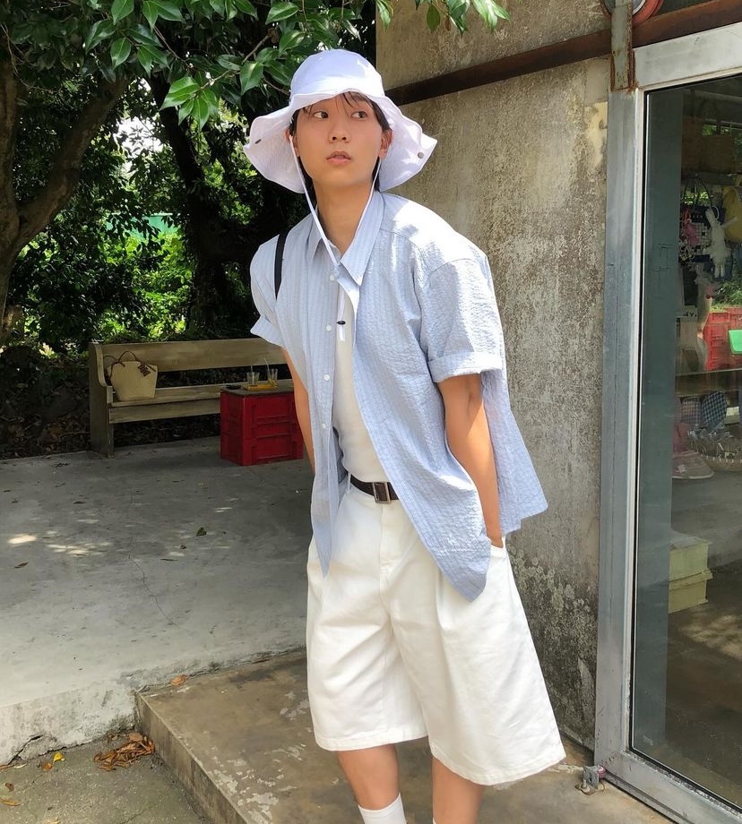 海波紋簡約短袖襯衫