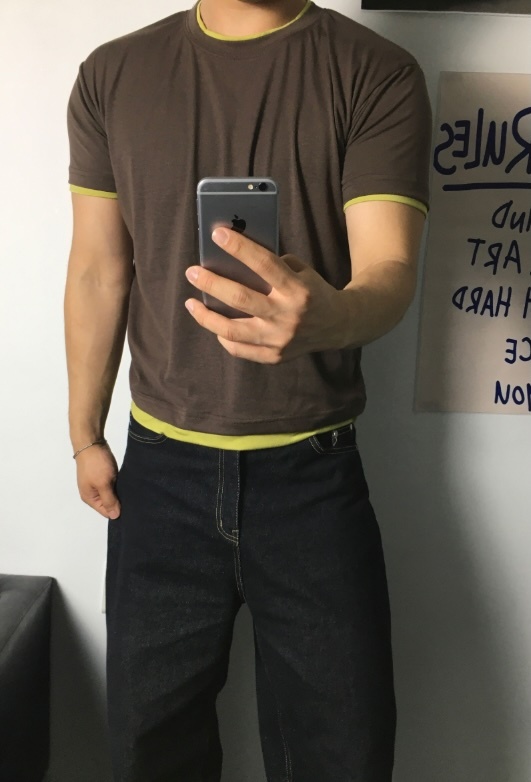 假兩件多巴胺彈力短袖