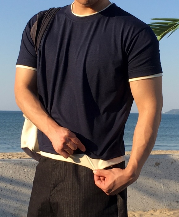 假兩件多巴胺彈力短袖