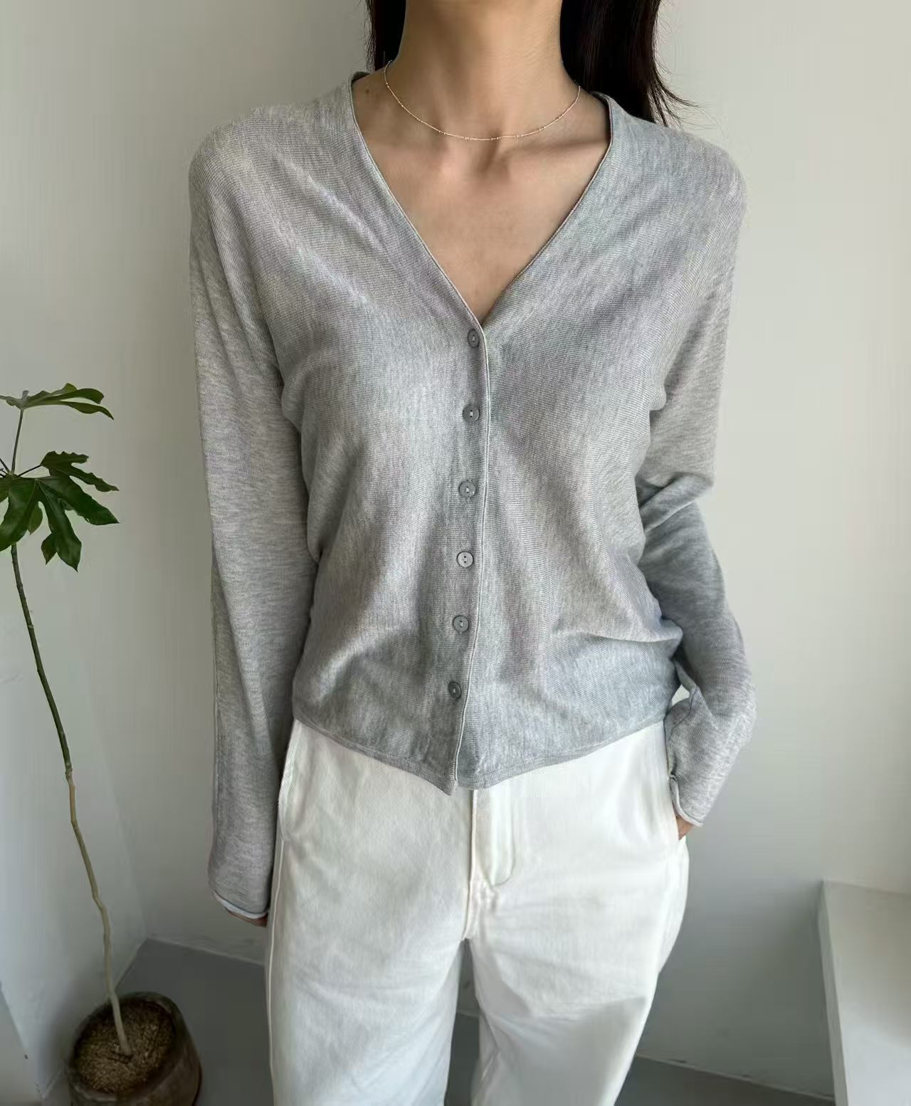 PA6233 小V領混色外套