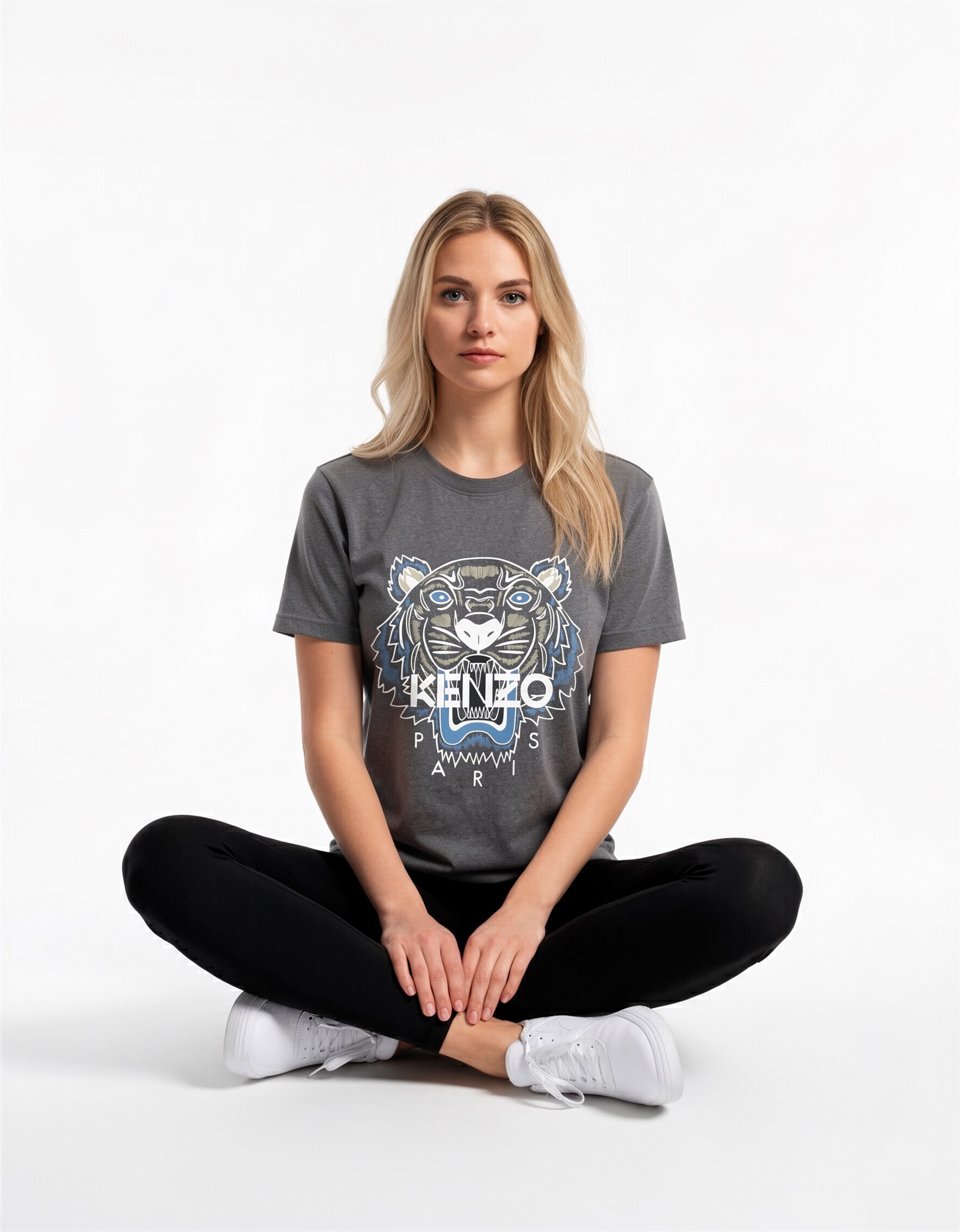 KENZO 灰色 併 印花虎頭 Tee