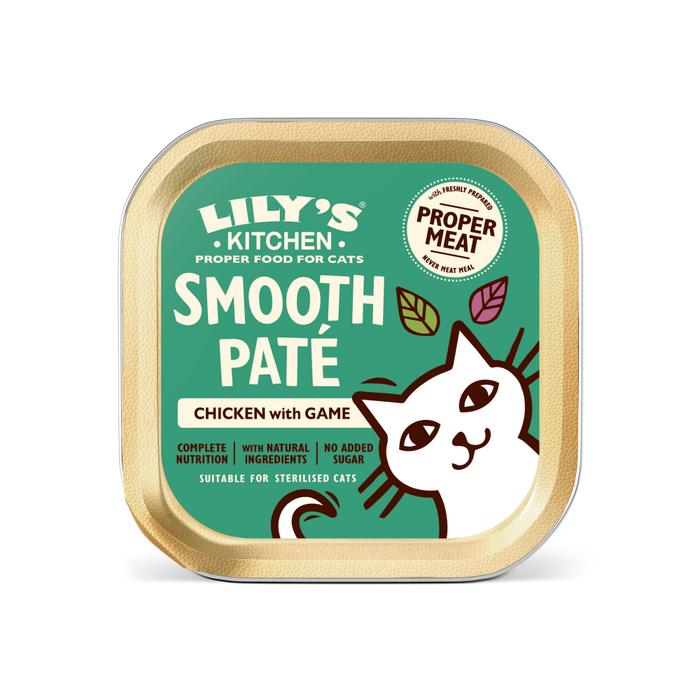 Lily's Kitchen – 無穀物主食肉泥餐盒 - 雞肉野味餐 Chicken and Game in Smooth Pate (湖水綠) 85g (原箱19盒優惠@$13.5)